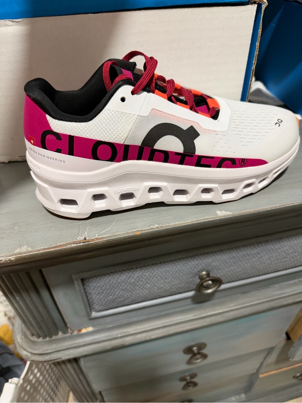 On Running Men’s Cloudtec Runner - White, Pink & Black